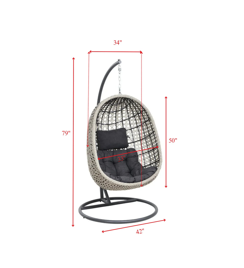 Virasat Single Seater Hanging Swing With Stand For Balcony, Garden Swing (Grey)-VIRASAT FURNITURE & FURNISHING