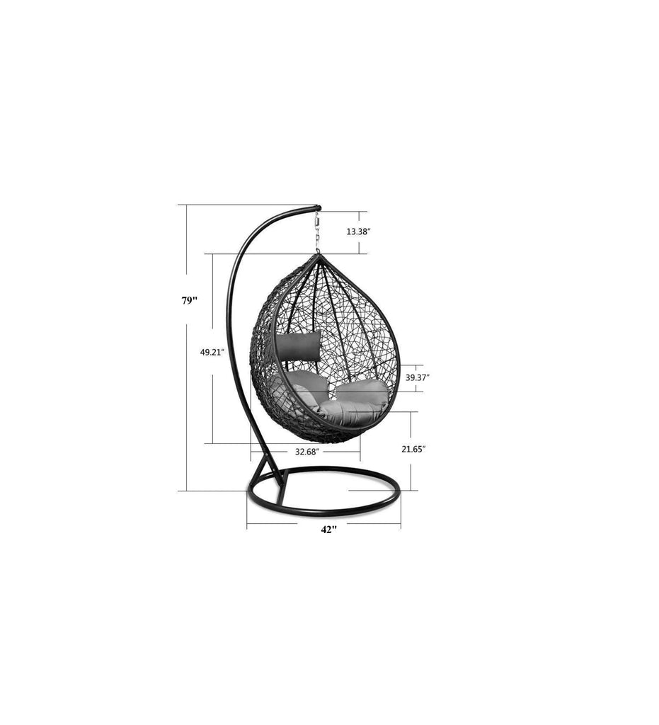 Virasat Single Seater Hanging Swing With Stand For Balcony , Garden Swing (Black)-VIRASAT FURNITURE & FURNISHING