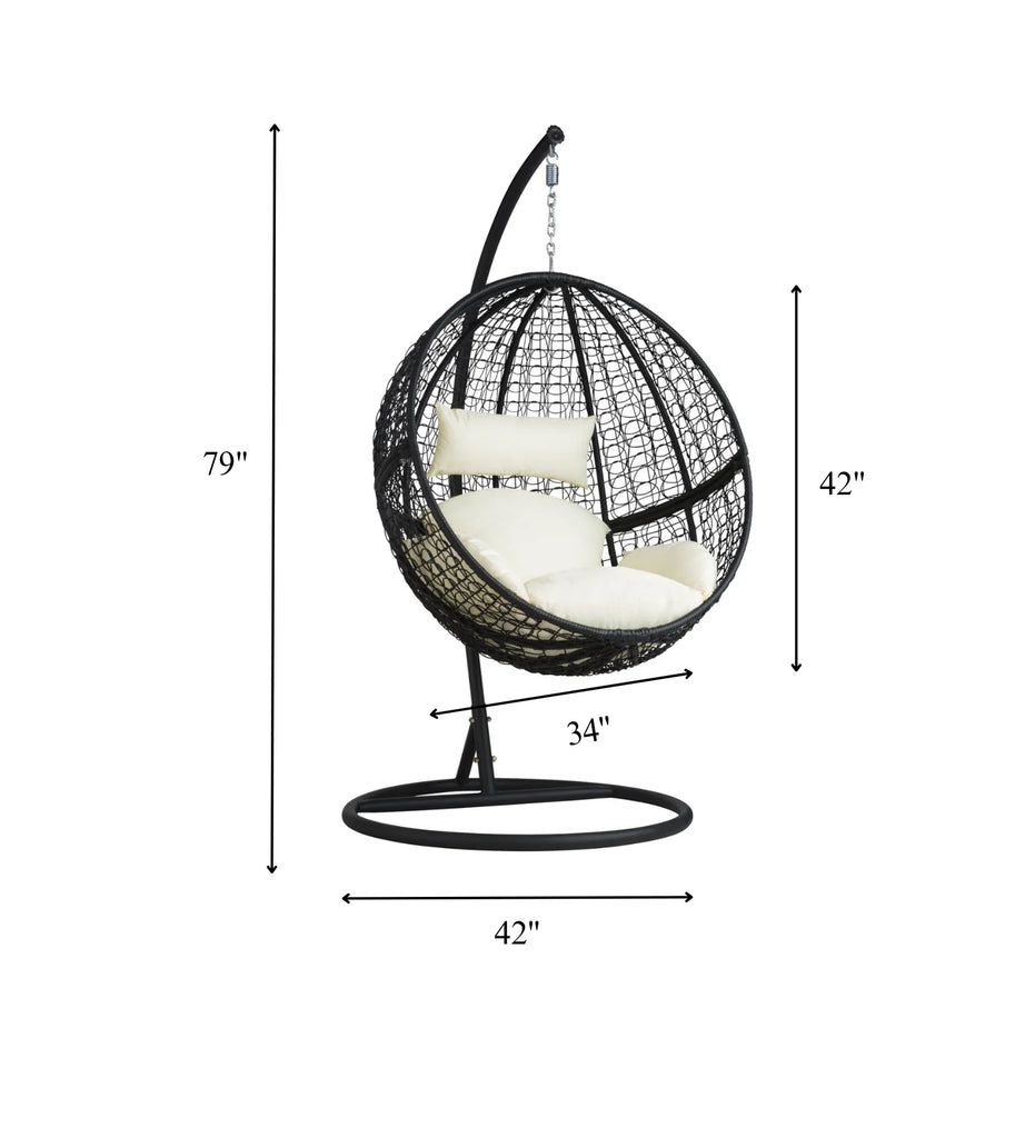 Virasat Single Seater Hanging Swing With Stand For Balcony, Garden Swing (Black)-VIRASAT FURNITURE & FURNISHING