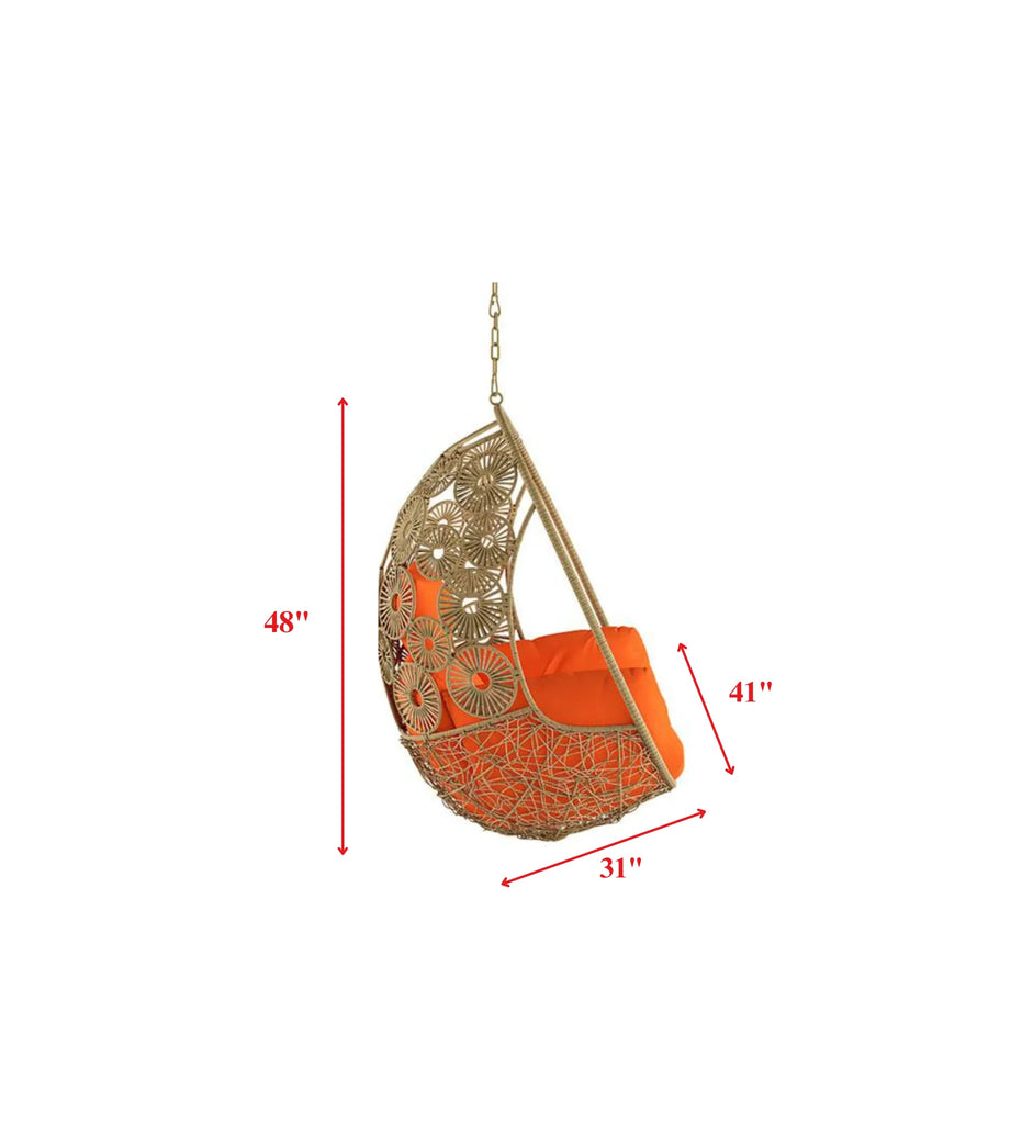 Virasat Single Seater Hanging Swing Without Stand For Balcony, Garden Swing (Honey)-VIRASAT FURNITURE & FURNISHING