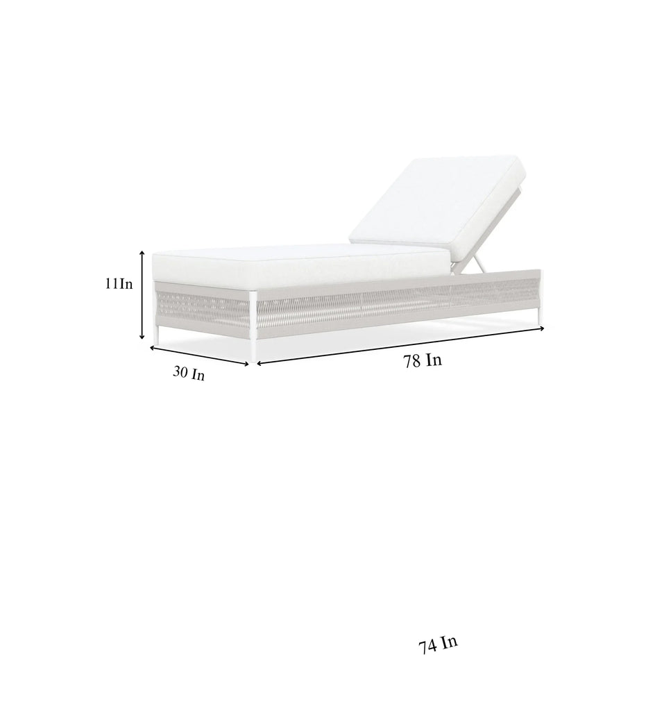 Virasat Outdoor Swimming Poolside Lounger (White) Braided & Rope-VIRASAT FURNITURE & FURNISHING