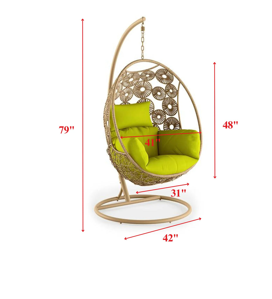 Virasat Single Seater Hanging Swing With Stand For Balcony, Garden Swing (Honey)-VIRASAT FURNITURE & FURNISHING