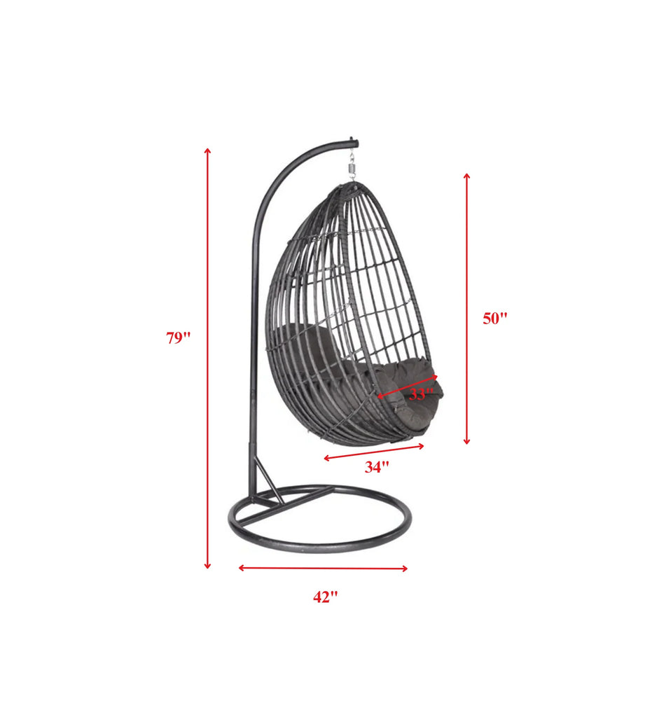 Virasat Single Seater Hanging Swing With Stand For Balcony, Garden Swing (Black)-VIRASAT FURNITURE & FURNISHING