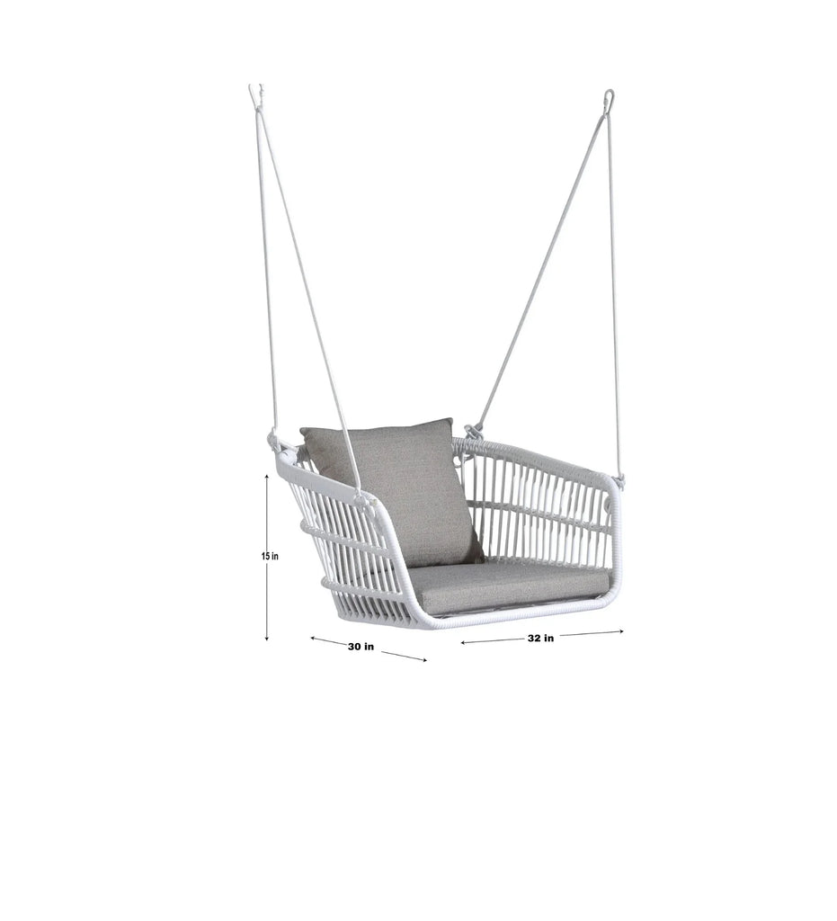 Virasat Single Seater Hanging Swing Without Stand For Balcony, Garden Swing (White)-VIRASAT FURNITURE & FURNISHING