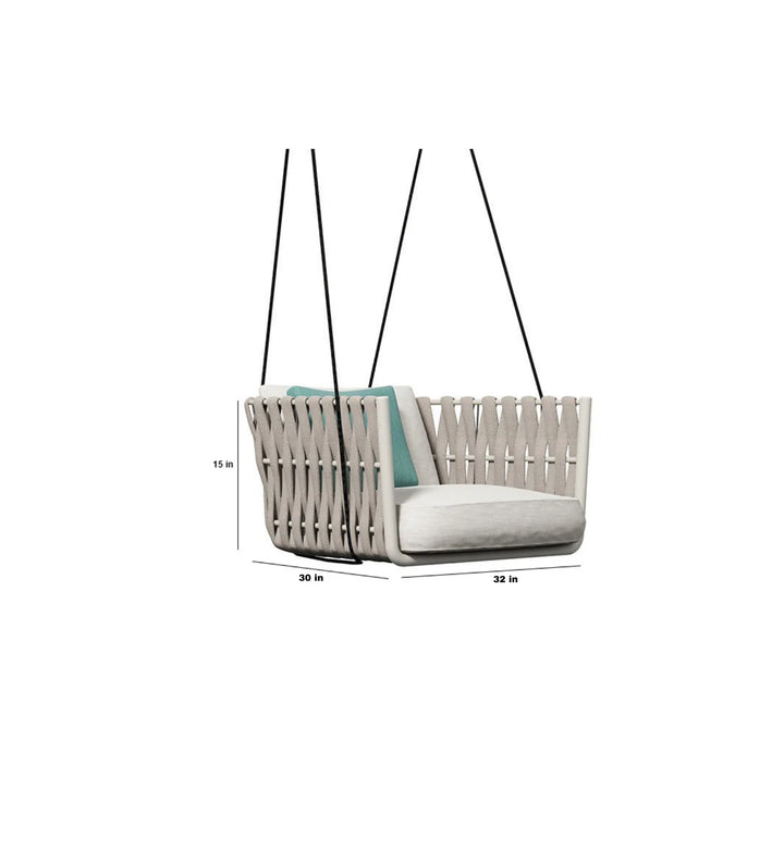 Virasat Zenzi Single Seater Hanging Swing Without Stand For Balcony , Garden Swing (Beige) Braided & Rope