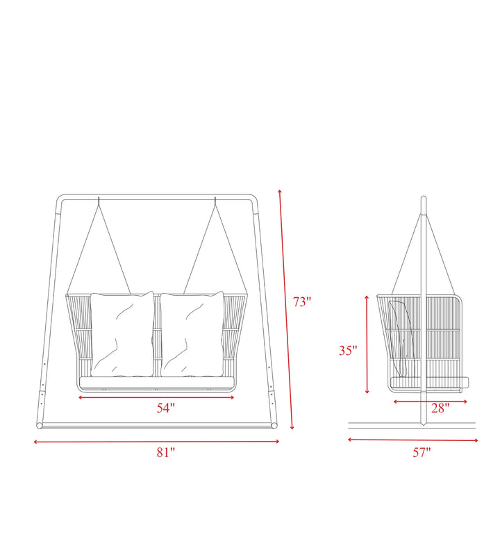 Virasat Inga Double Seater Hanging Swing With Stand For Balcony, Garden Swing (Grey) Braided & Rope