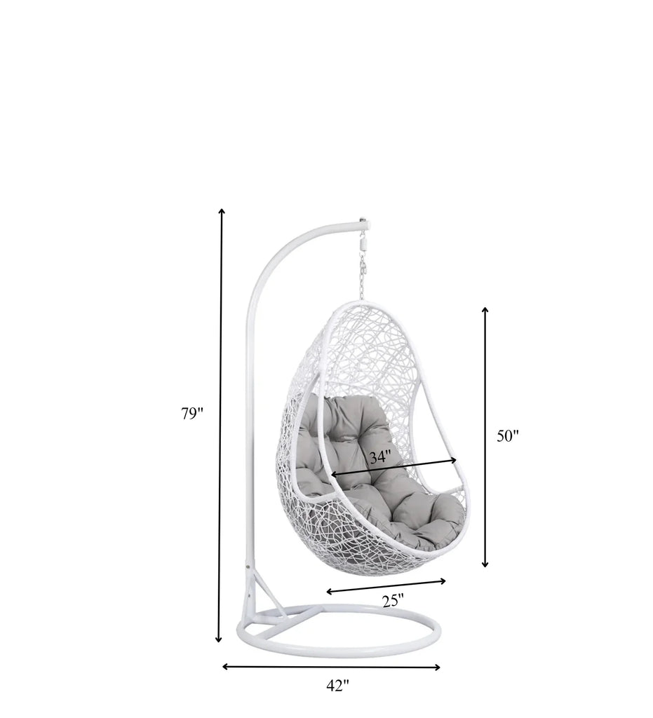Virasat Single Seater Hanging Swing With Stand For Balcony, Garden Swing (White)-VIRASAT FURNITURE & FURNISHING