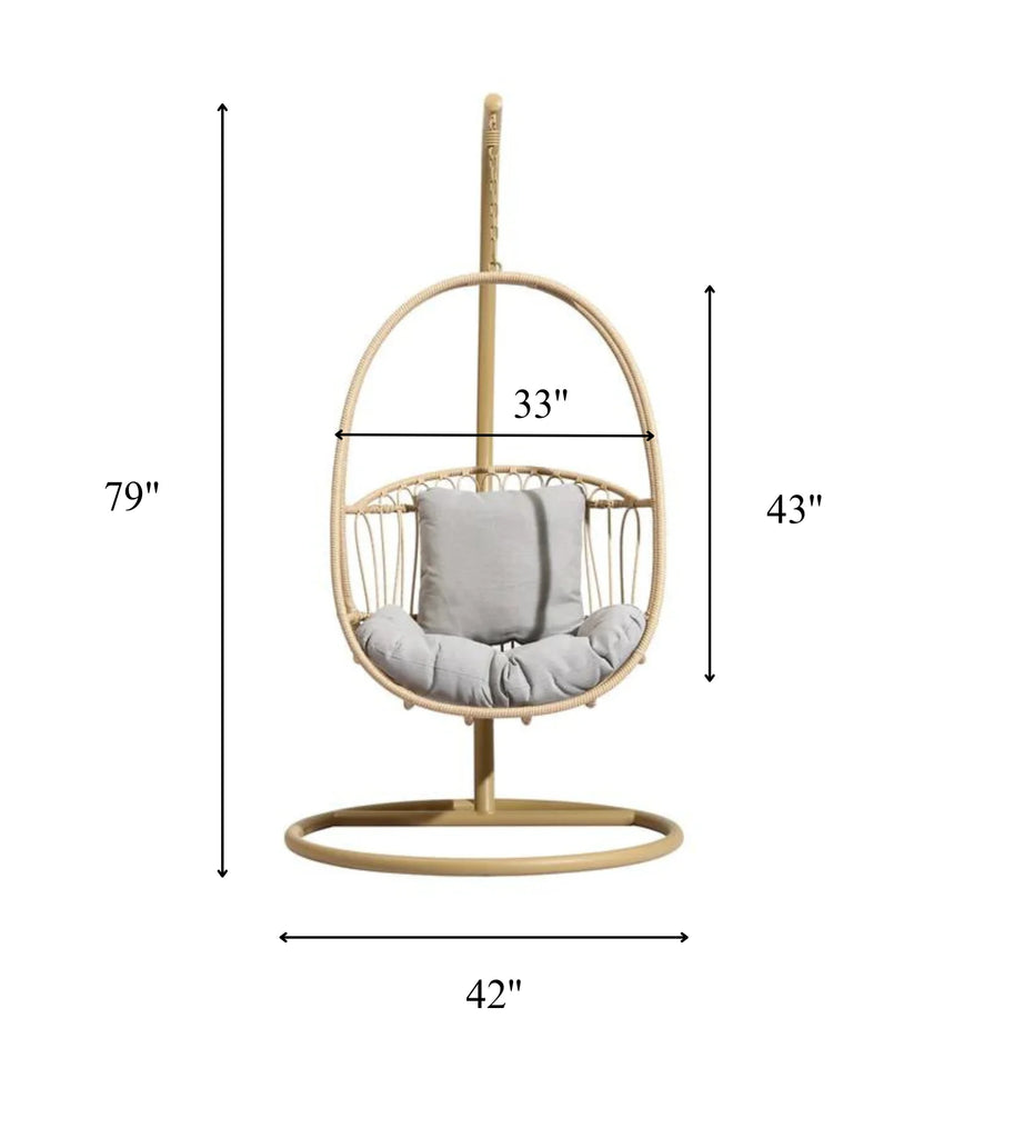 Virasat Single Seater Hanging Swing With Stand For Balcony, Garden (Honey)-VIRASAT FURNITURE & FURNISHING