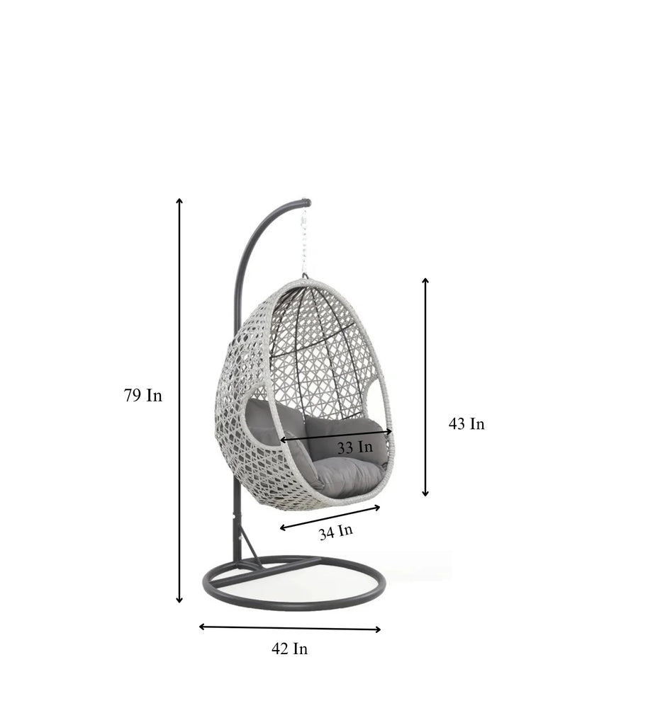 Virasat Single Seater Hanging Swing With Stand For Balcony, Garden Swing (White)-VIRASAT FURNITURE & FURNISHING
