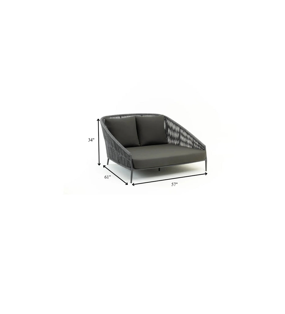 Virasat Outdoor Poolside Sunbed With Cushion Daybed (Grey) Braided & Rope-VIRASAT FURNITURE & FURNISHING