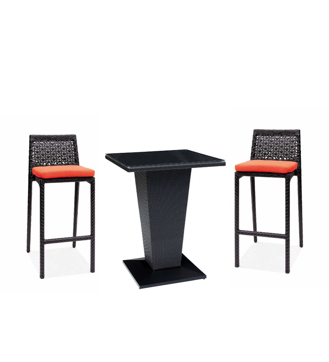 Virasat Neri Outdoor Patio Bar Set 2 Chairs and 1 Table Set Black