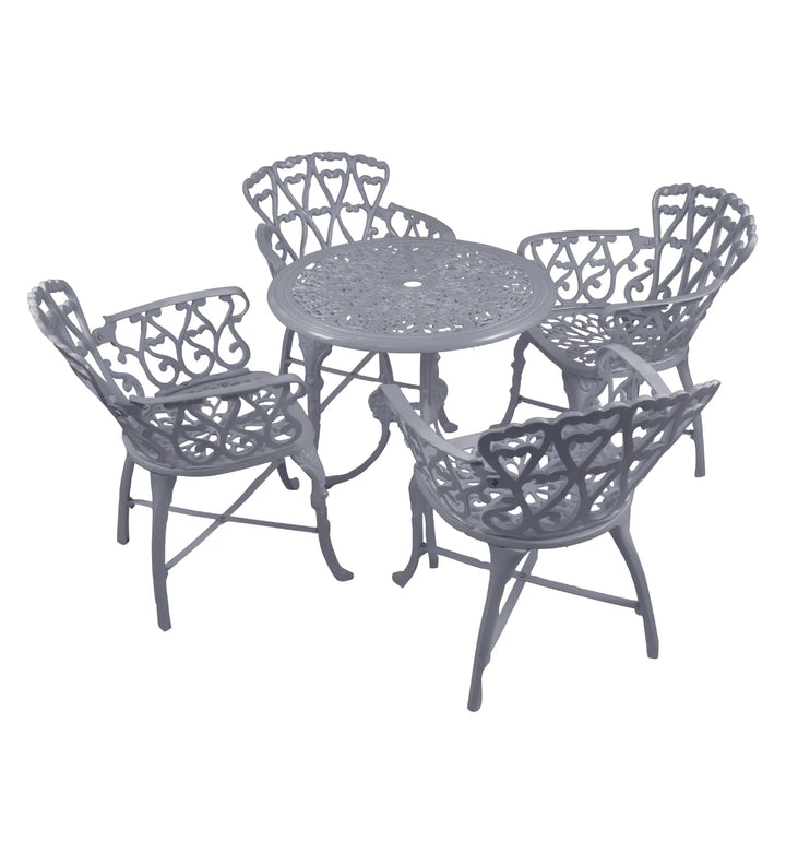 Virasat Rudi Cast Aluminium Garden Patio Seating 4 Chair and 1 Table Set