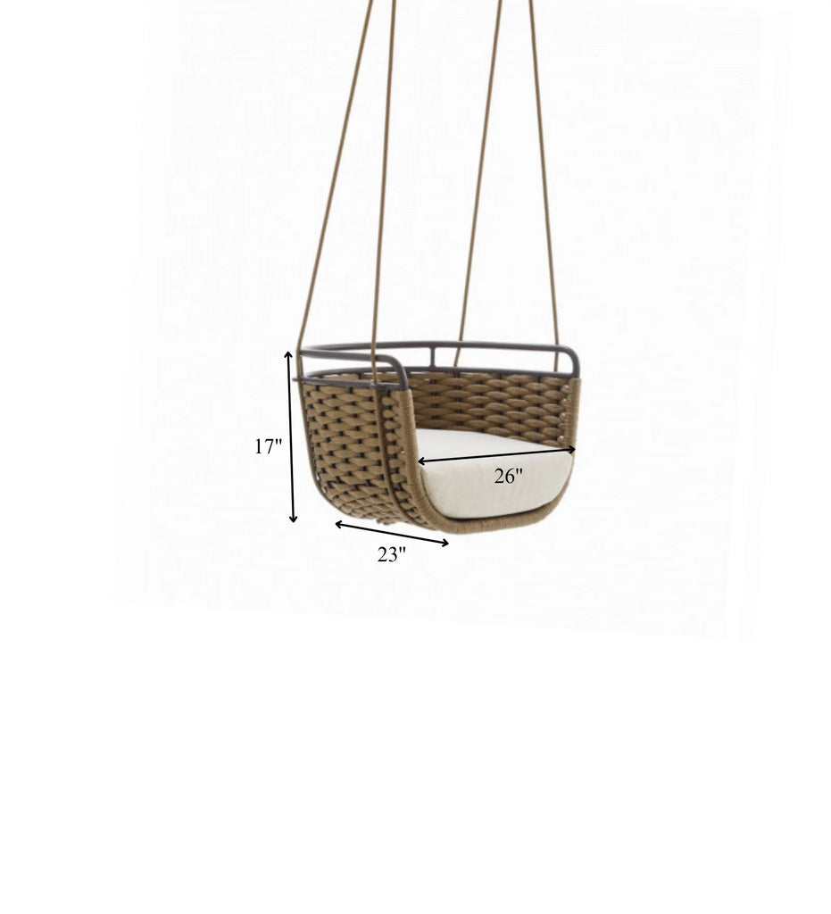 Virasat Single Seater Hanging Swing Without Stand For Balcony, Garden Swing (Brown) Braided & Rope-VIRASAT FURNITURE & FURNISHING