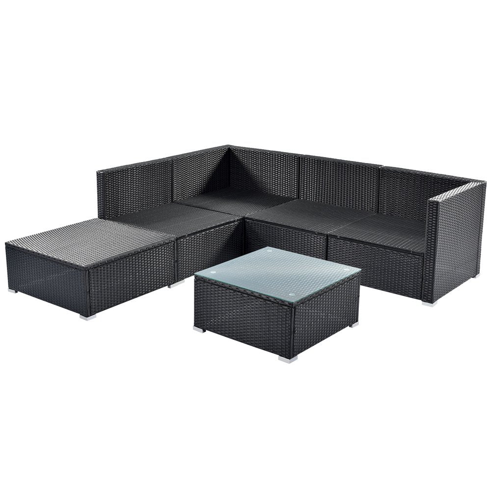 Virasat Ollie Outdoor Patio Sofa Set 4 Seater and 1 Table With 1 Ottoman Set (Black + Cream)