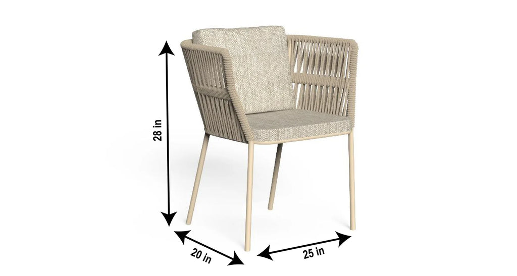 Virasat Outdoor Patio Seating Set 4 Chairs and 1 Table Set (Cream) Braided & Rope-VIRASAT FURNITURE & FURNISHING