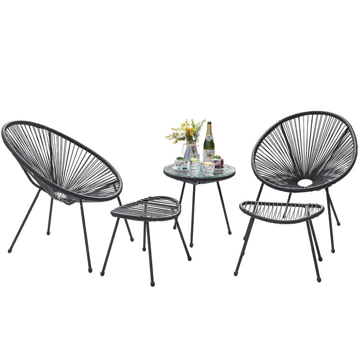 Virasat Lung Outdoor Patio Seating Set 2 Chairs and 1 Table Set (Black)