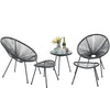 VIRASAT FURNITURE LUNG OUTDOOR PATIO SEATING SET 2 CHAIRS AND 1 TABLE SET (BLACK)