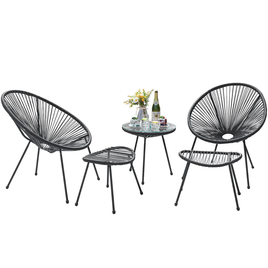 VIRASAT FURNITURE LUNG OUTDOOR PATIO SEATING SET 2 CHAIRS AND 1 TABLE SET (BLACK)