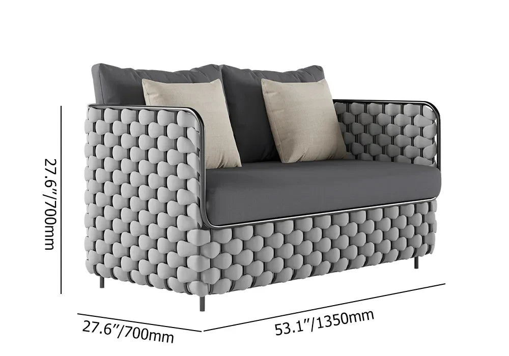 Virasat Outdoor Garden Balcony Sofa Set 2 Seater, 2 Single seater and 1 Center Table Set, Braid & Rope (Grey)-VIRASAT FURNITURE & FURNISHING