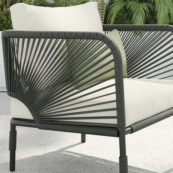 Virasat Outdoor Patio Seating Set 2 Chairs and 1 Table Set (GREY) Braided & Rope-VIRASAT FURNITURE & FURNISHING