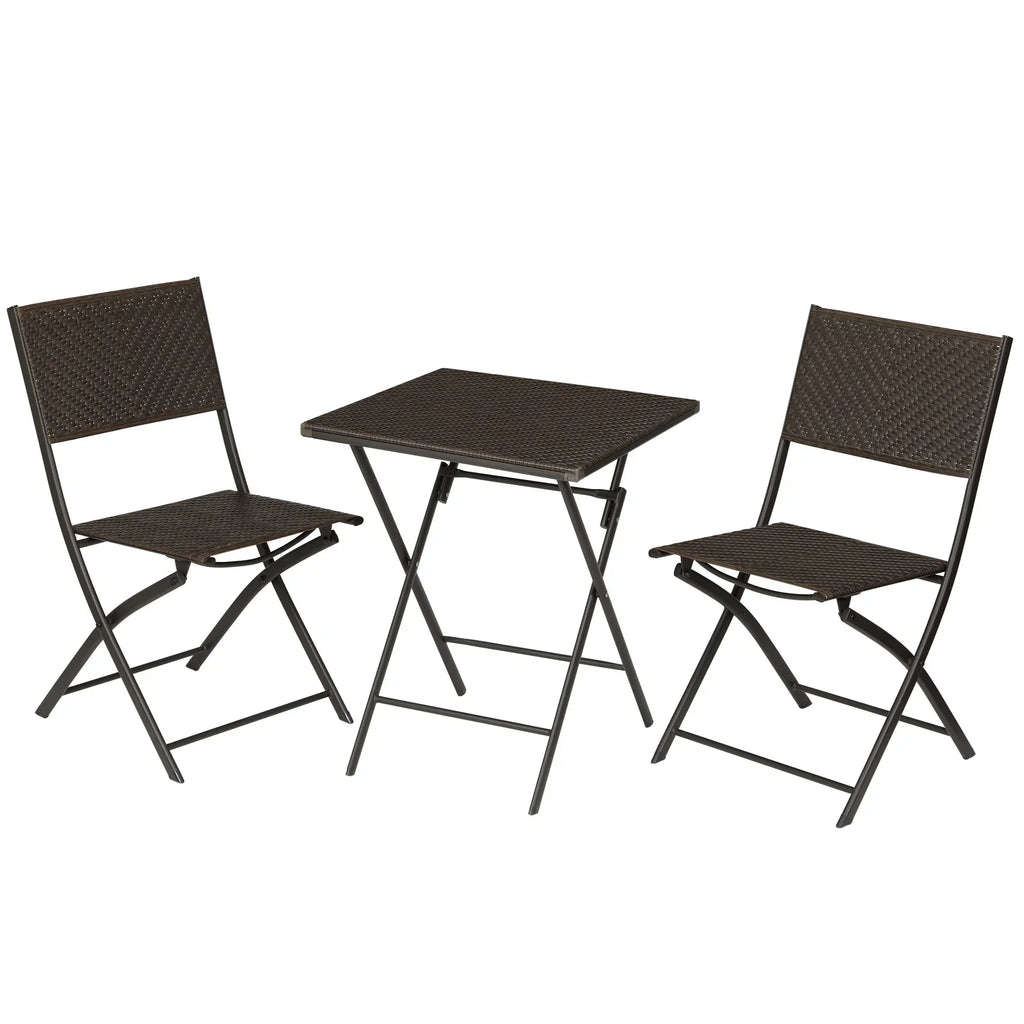 Virasat Outdoor Patio Seating Set 2 Chairs and 1 Table Set Dark Brown-VIRASAT FURNITURE & FURNISHING