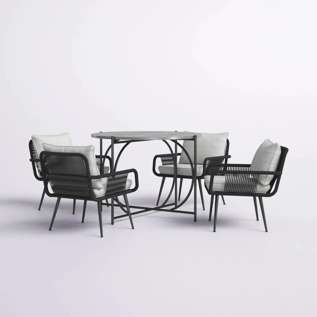 Virasat Outdoor Patio Seating Set 4 Chairs and 1 Table Set Braided & Rope-VIRASAT FURNITURE & FURNISHING