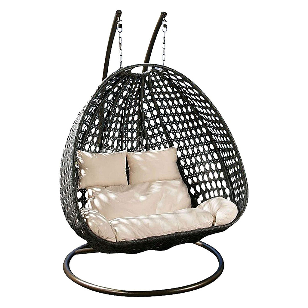 Virasat Double Seater Hanging Swing With Stand For Balcony, Garden Swing (Black)-VIRASAT FURNITURE & FURNISHING