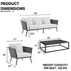 VIRASAT FURNITURE 6-PIECE OUTDOOR ROPE SOFA SET 6-SEATER (GREY & WHITE)