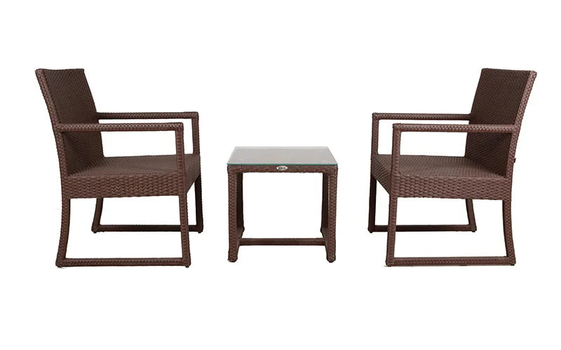 Virasat Outdoor Patio Seating Set 2 Chairs and 1 Table Set (Brown)-VIRASAT FURNITURE & FURNISHING