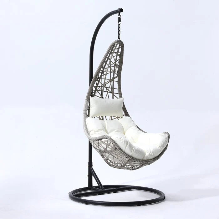 VIRASAT FURNITURE ANASTASIO SINGLE SEATER HANGING SWING WITH STAND FOR BALCONY & GARDEN SWING (SEA SHELL)