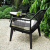VIRASAT FURNITURE ELICIA OUTDOOR PATIO SEATING SET 2 CHAIRS AND 1 TABLE SET (BLACK) BRAIDED & ROPE