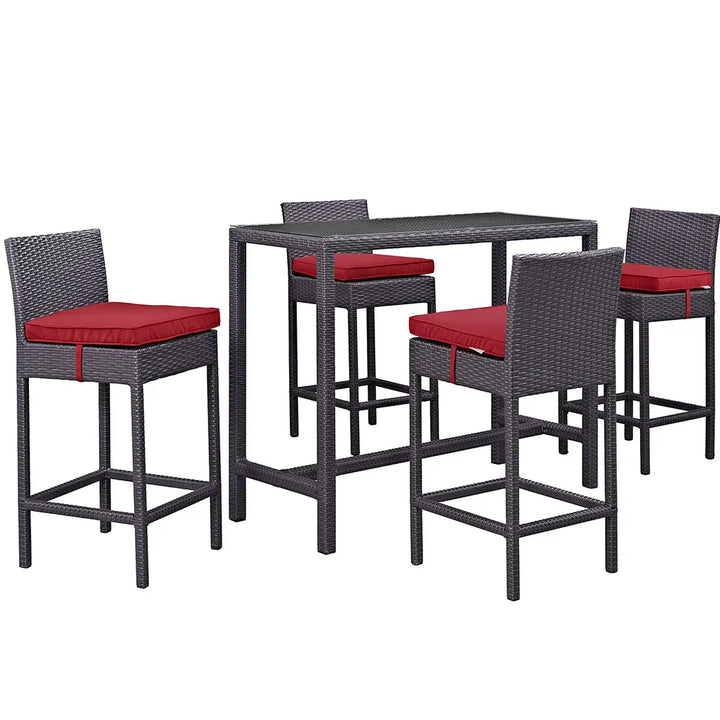 Virasat Lomeo Outdoor Patio Bar Sets 4 Chairs and 1 Table (Dark Brown)