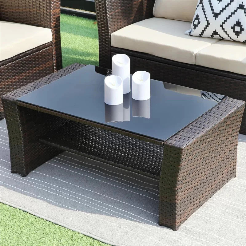 Virasat Leveque Outdoor Sofa Set 2 Seater, 2 Single seater and 1 Center Table (Brown)