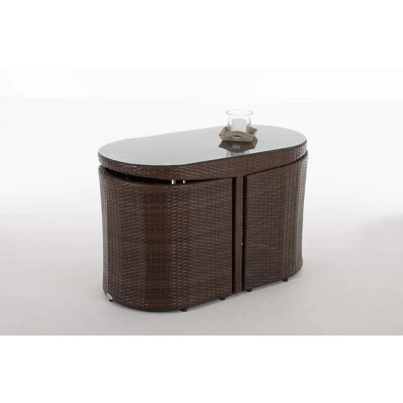 Virasat Outdoor Patio Seating Set 2 Chairs and 1 Table Set Brown-VIRASAT FURNITURE & FURNISHING
