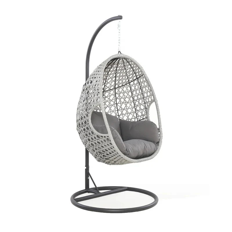 Virasat Single Seater Hanging Swing With Stand For Balcony, Garden Swing (White)-VIRASAT FURNITURE & FURNISHING