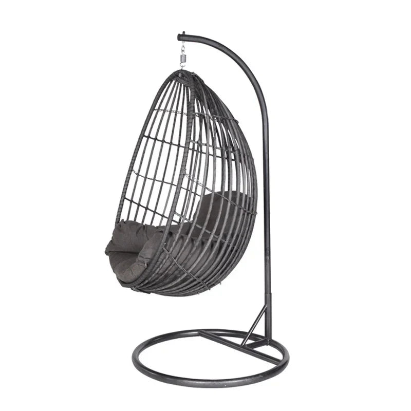 Virasat Single Seater Hanging Swing With Stand For Balcony, Garden Swing (Black)-VIRASAT FURNITURE & FURNISHING