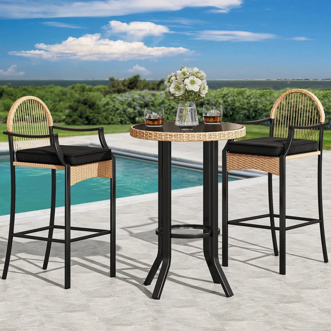 Virasat Chairio Outdoor Bar Sets 2 Chairs and 1 Table Patio Bar Set