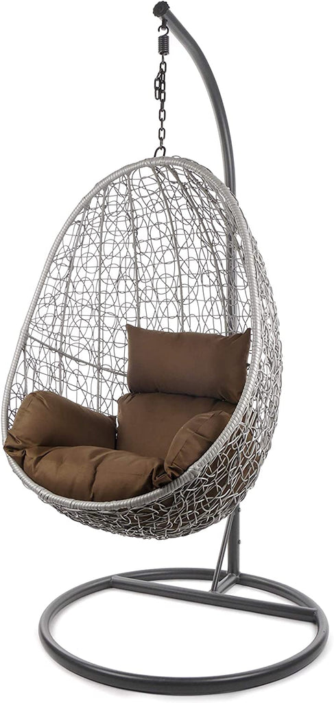 Virasat Single Seater Hanging Swing With Stand For Balcony , Garden Swing (Dark Grey)-VIRASAT FURNITURE & FURNISHING