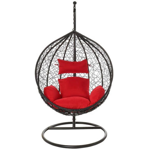 Virasat Single Seater Hanging Swing With Stand For Balcony, Garden (Black)-VIRASAT FURNITURE & FURNISHING