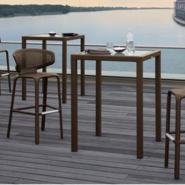 Virasat Outdoor Patio Bar Set 2 Chairs and 1 Table Set (Brown)