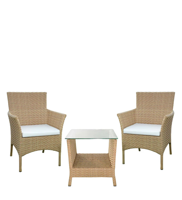 Virasat Babai Outdoor Patio Seating Set 2 Chairs and 1 Table Set (Cream)