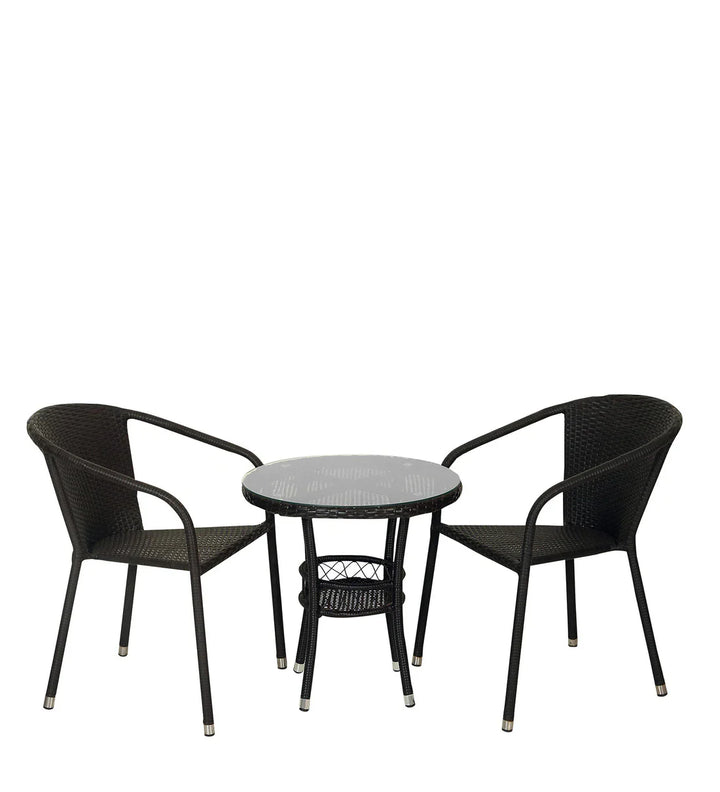 Virasat Ted Outdoor Patio Seating Set 2 Chairs and 1 Table Set (Black)