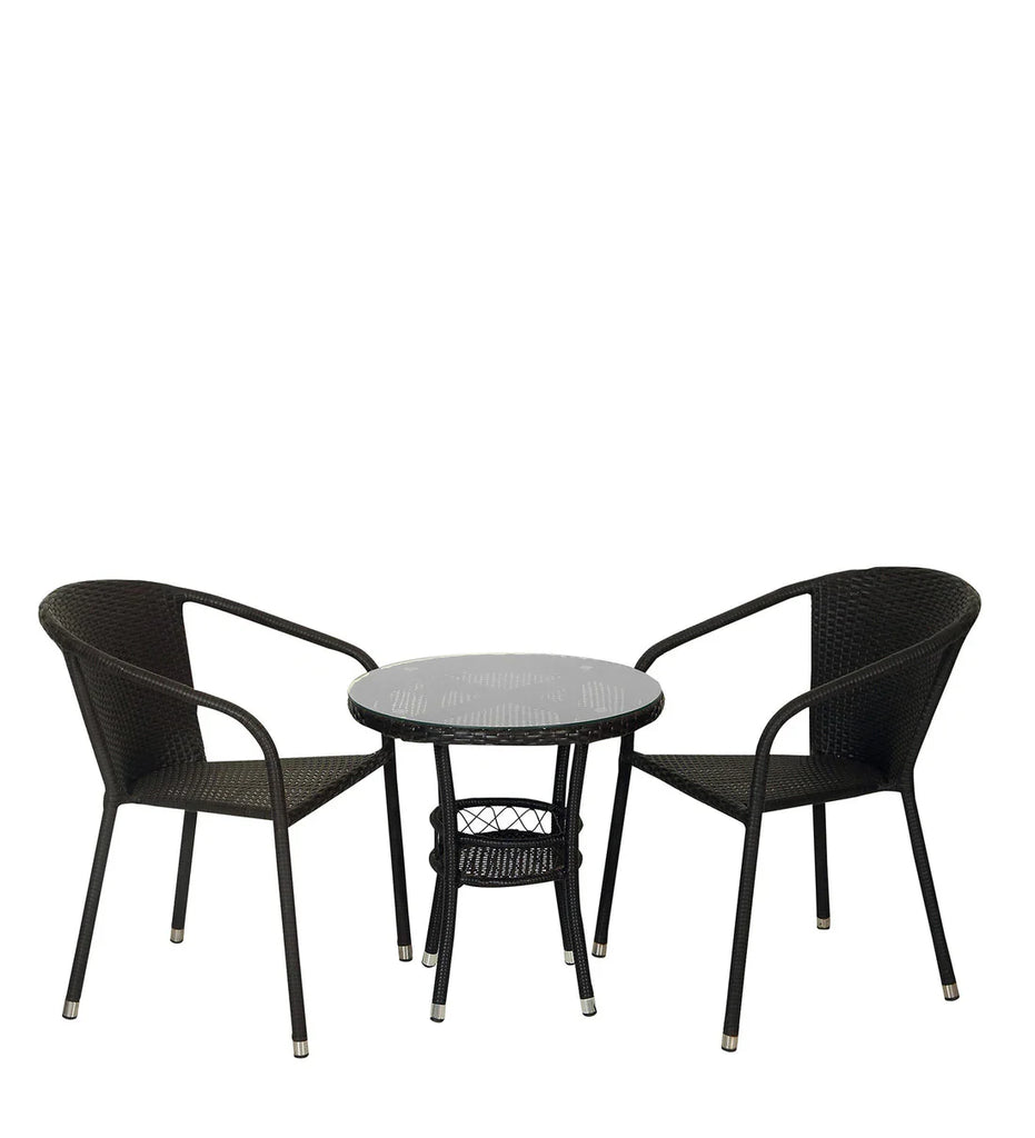 Virasat Outdoor Patio Seating Set 2 Chairs and 1 Table Set (Black)-VIRASAT FURNITURE & FURNISHING