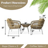 VIRASAT FURNITURE Outdoor Rope 3-Piece Patio Set (Beige & Dark Cream)