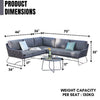 VIRASAT FURNITURE L-SHAPE OUTDOOR ROPE SOFA SET 6-SEATER WITH CENTER TABLE (GREY)