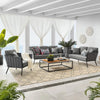 VIRASAT FURNITURE 4 PIECE OUTDOOR ROPE SOFA SET WITH WOODEN TOP TABLE (GREY)
