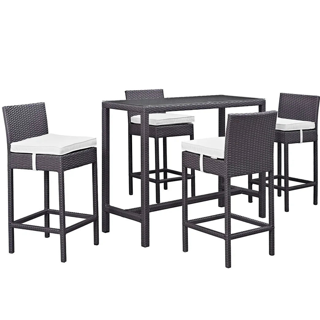 Virasat Lomeo Outdoor Patio Bar Sets 4 Chairs and 1 Table (Dark Brown)