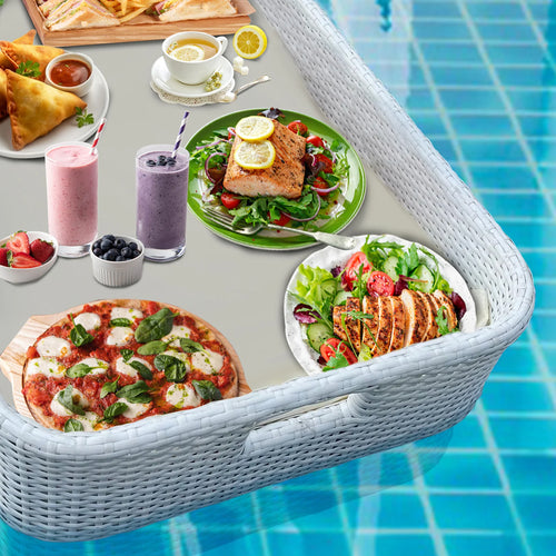 Virasat Luxury Floating Serving Tray For Swimming Pool - White (Rectangle)-VIRASAT FURNITURE & FURNISHING