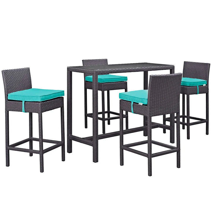 Virasat Lomeo Outdoor Patio Bar Sets 4 Chairs and 1 Table (Dark Brown)