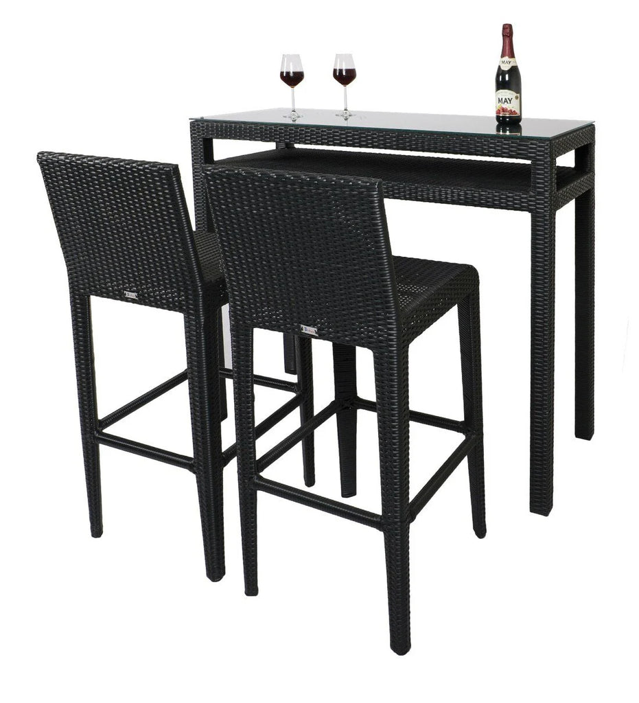 Virasat Outdoor Patio Bar Sets 2 Chairs and 1 Table Black-VIRASAT FURNITURE & FURNISHING